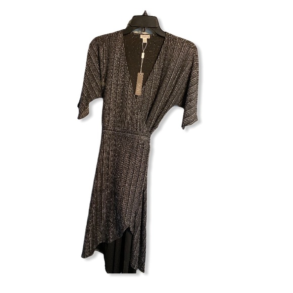 Spense Lurex Stripe Dolman Sleeve Wrap Dress - Picture 3 of 7